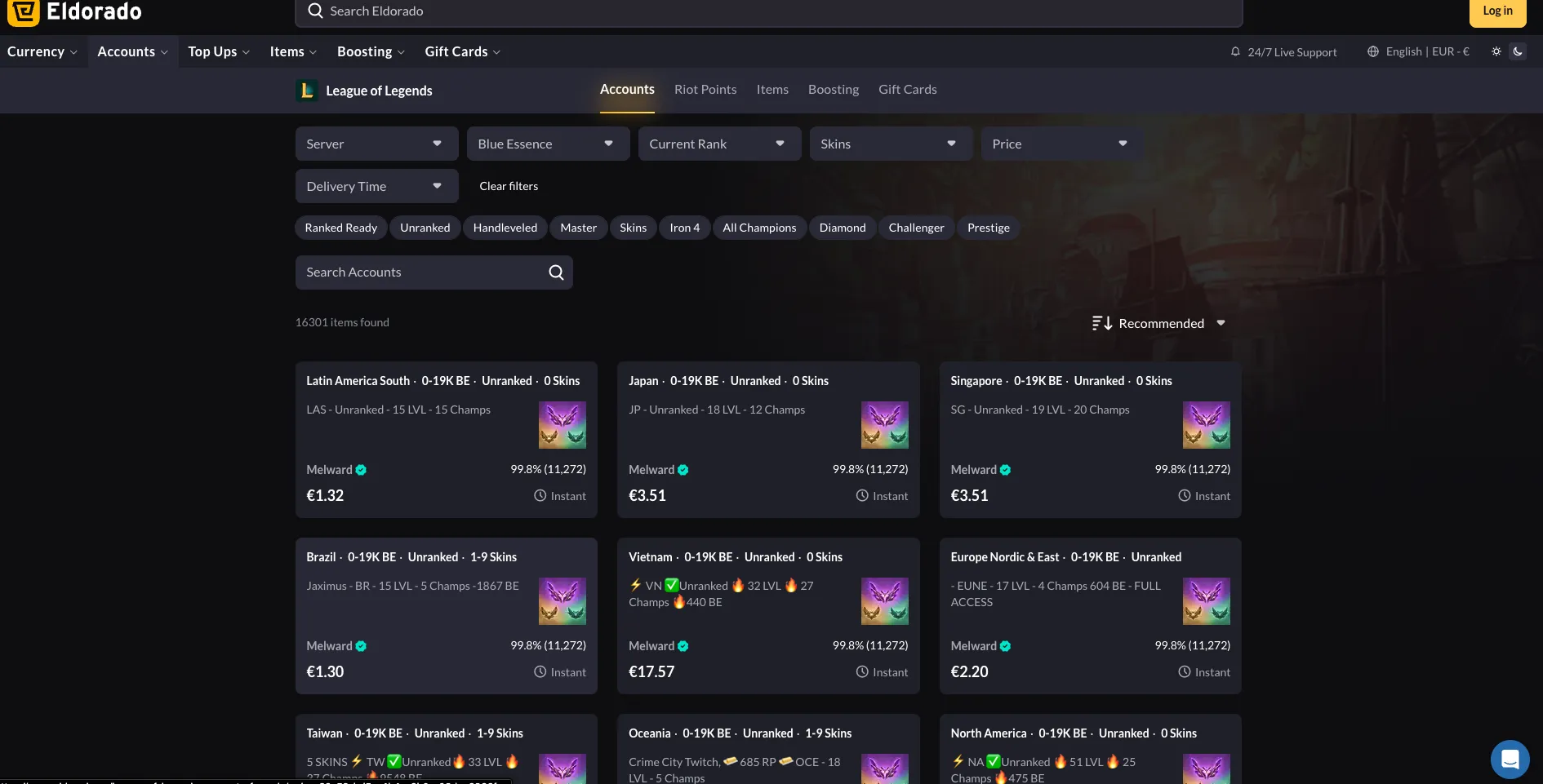eldorado lol challenger accounts